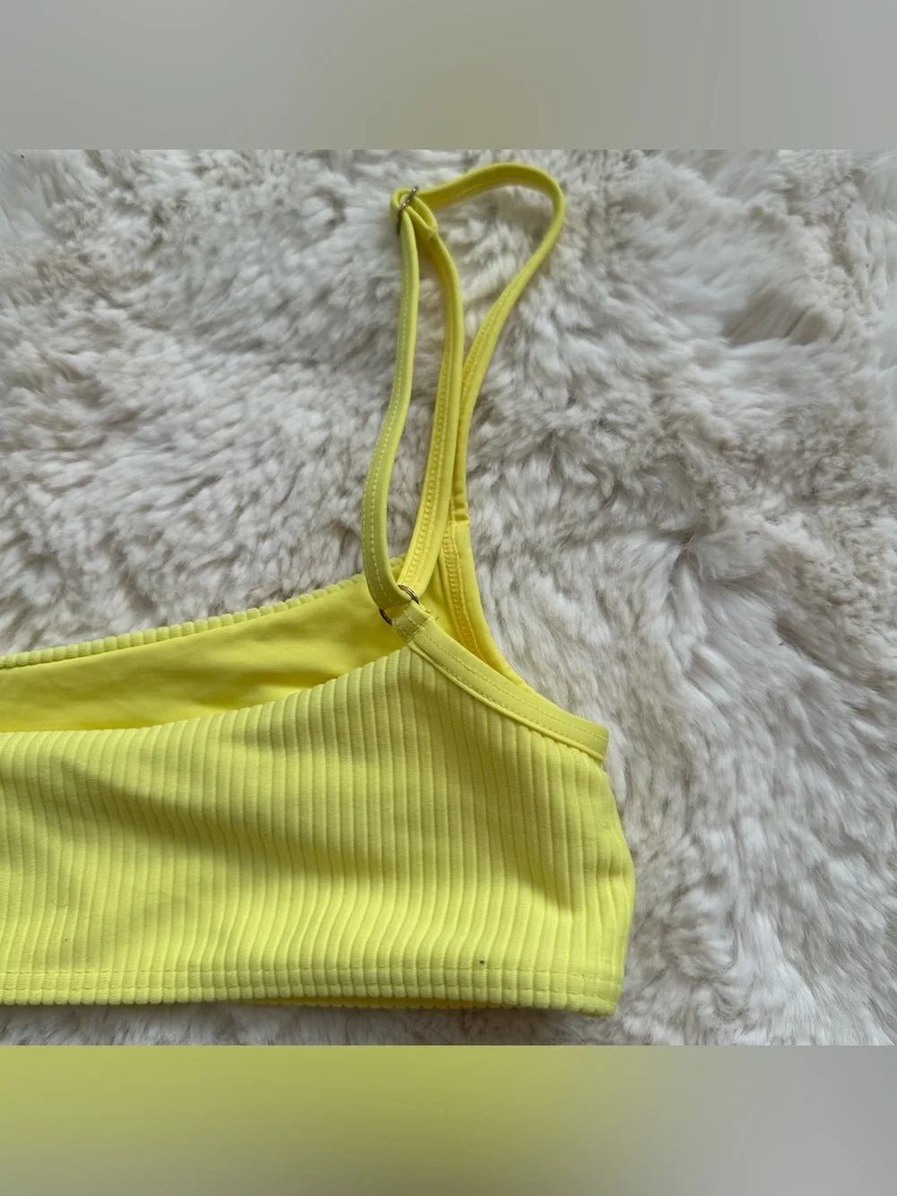 Frankie’s Bikinis Yellow Ribbed Bikini Top